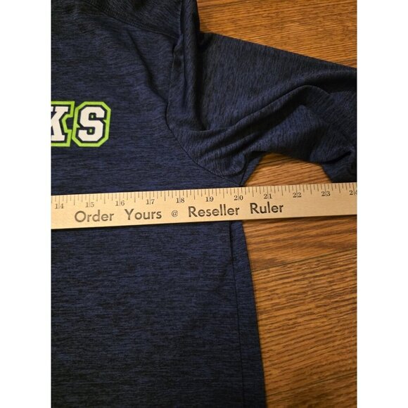 Majestic Seattle Seahawks Shirt Mens Size M Heathered Blue Long Sleeve Cool Base - Picture 5 of 8
